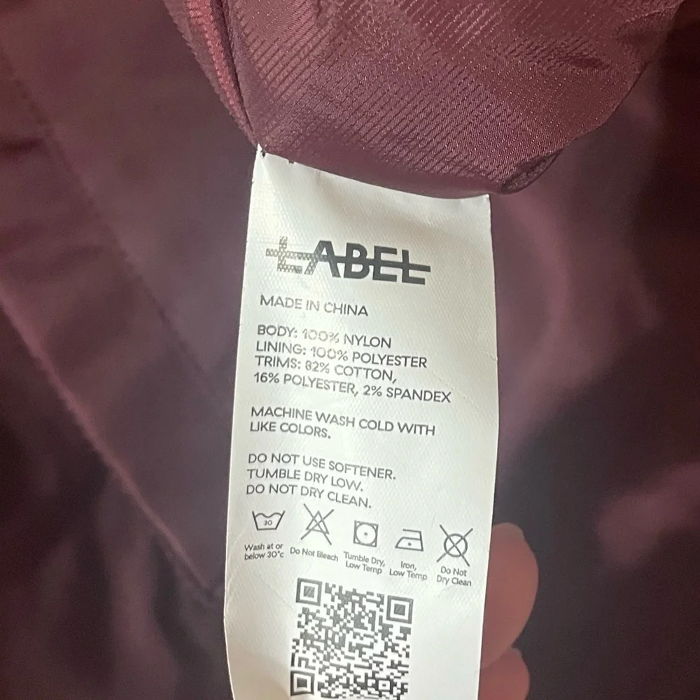 LABEL Unisex Go To Burgundy Bomber Jacket Double Zipper Lots of Pockets